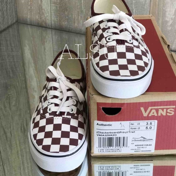 VANS Authentic Checkerboard Maroon White Kid’s - Picture 5 of 8